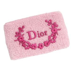 VTG Christian Dior Pink Logo Terry Cloth Sweat Band Sport Wristband Bracelet
